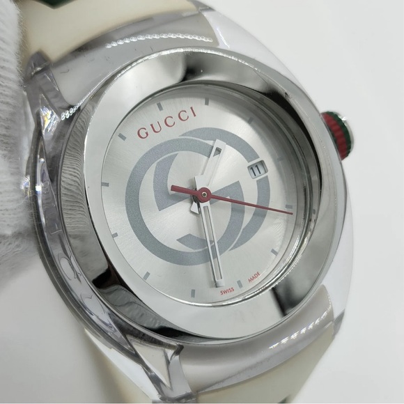 Auth Gucci Sync 137.3 36mm Men's Unisex Silver X Whites Watch - Picture 4 of 10